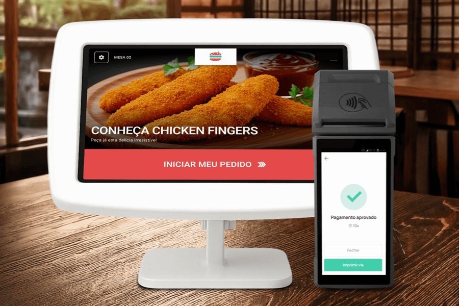 Totem Mini — tablet de mesa com suporte